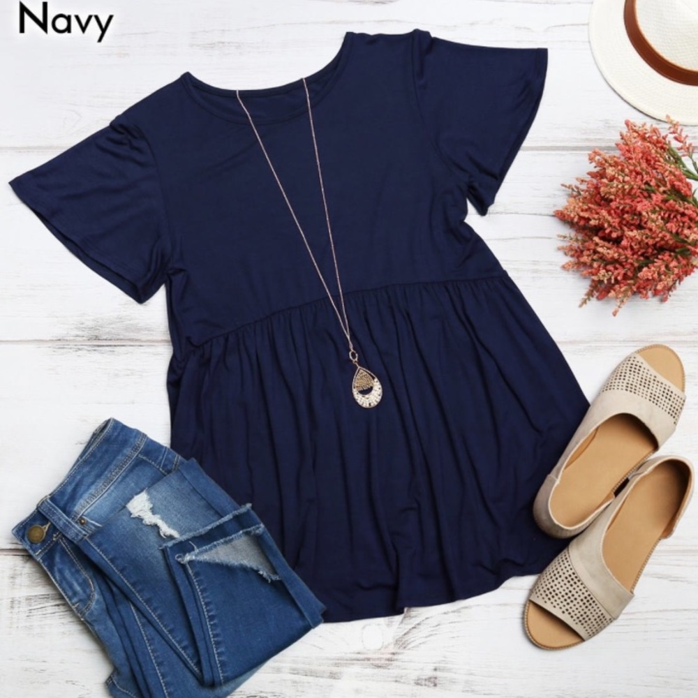 Blue Flutter Sleeve Top